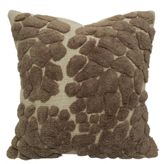 Handmade Tufted Cotton Cushion Cover 45x45 cm | Textured Abstract Floral Throw Pillow Cover | Hidden Zipper | Beige & Brown Decorative Cushion Cover