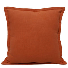 Plain Solid Cotton Cushion Cover 45x45 cm | Minimalist Decorative Throw Pillow Cover with Concealed Zipper | Rust Orange | 18x18 Inch