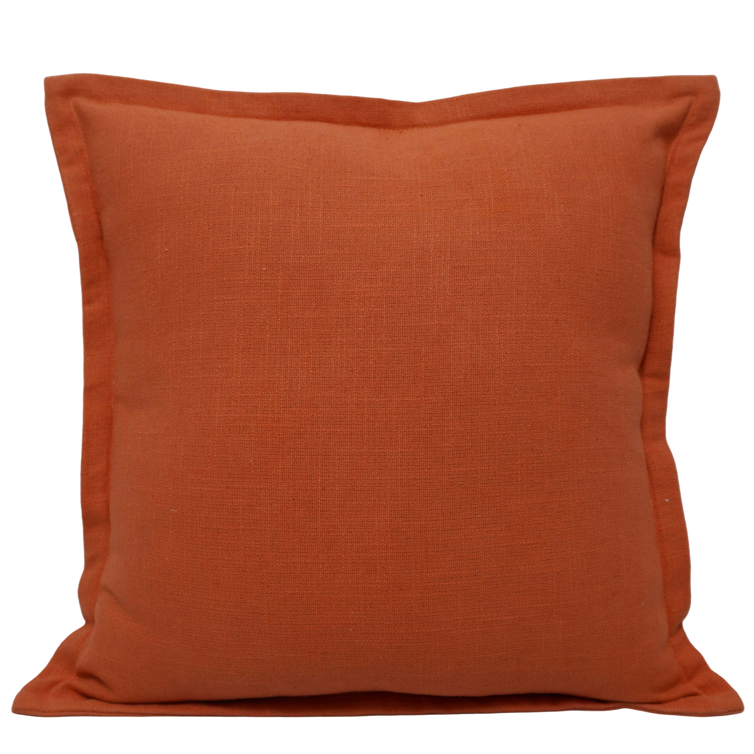 Plain Solid Cotton Cushion Cover 45x45 cm | Minimalist Decorative Throw Pillow Cover with Concealed Zipper | Rust Orange | 18x18 Inch