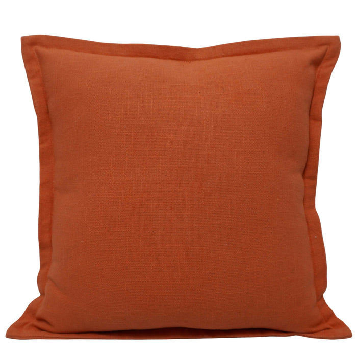 Plain Solid Cotton Cushion Cover 45x45 cm | Minimalist Decorative Throw Pillow Cover with Concealed Zipper | Rust Orange | 18x18 Inch