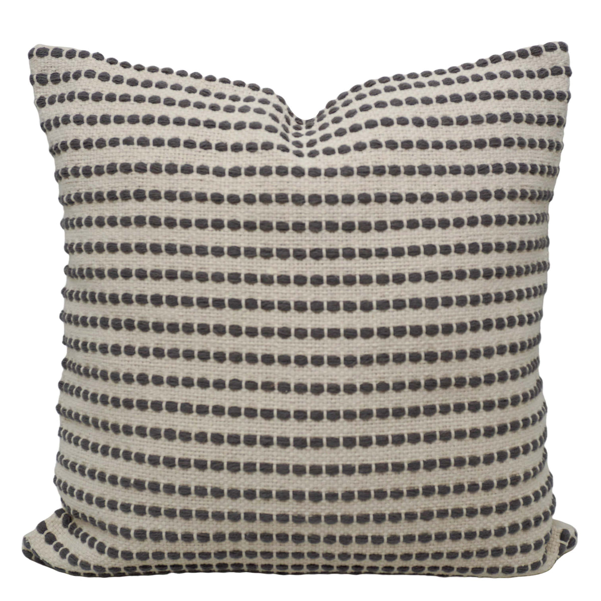 Handwoven Cotton Cushion Cover 45x45 cm | Black & Natural Woven Striped Throw Pillow Cover | Modern Farmhouse Decorative Cushion Cover | Hidden Zipper - Bulk manufacturer & supplier from Panipat, India