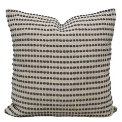 Handwoven Cotton Cushion Cover 45x45 cm | Black & Natural Woven Striped Throw Pillow Cover | Modern Farmhouse Decorative Cushion Cover | Hidden Zipper