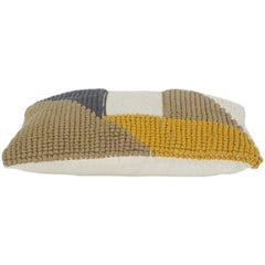 Handcrafted Cotton Tufted Cushion Cover – Geometric Color Block Design | Textured Boho Throw Pillow | 18x18 Inch