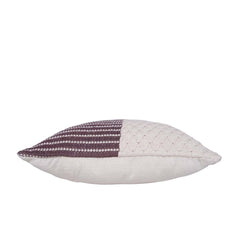 Handwoven Cotton Cushion Cover 45x45 cm | Textured Geometric Weave & Striped Design | Handmade Decorative Throw Pillow Cover | Brown & Ivory