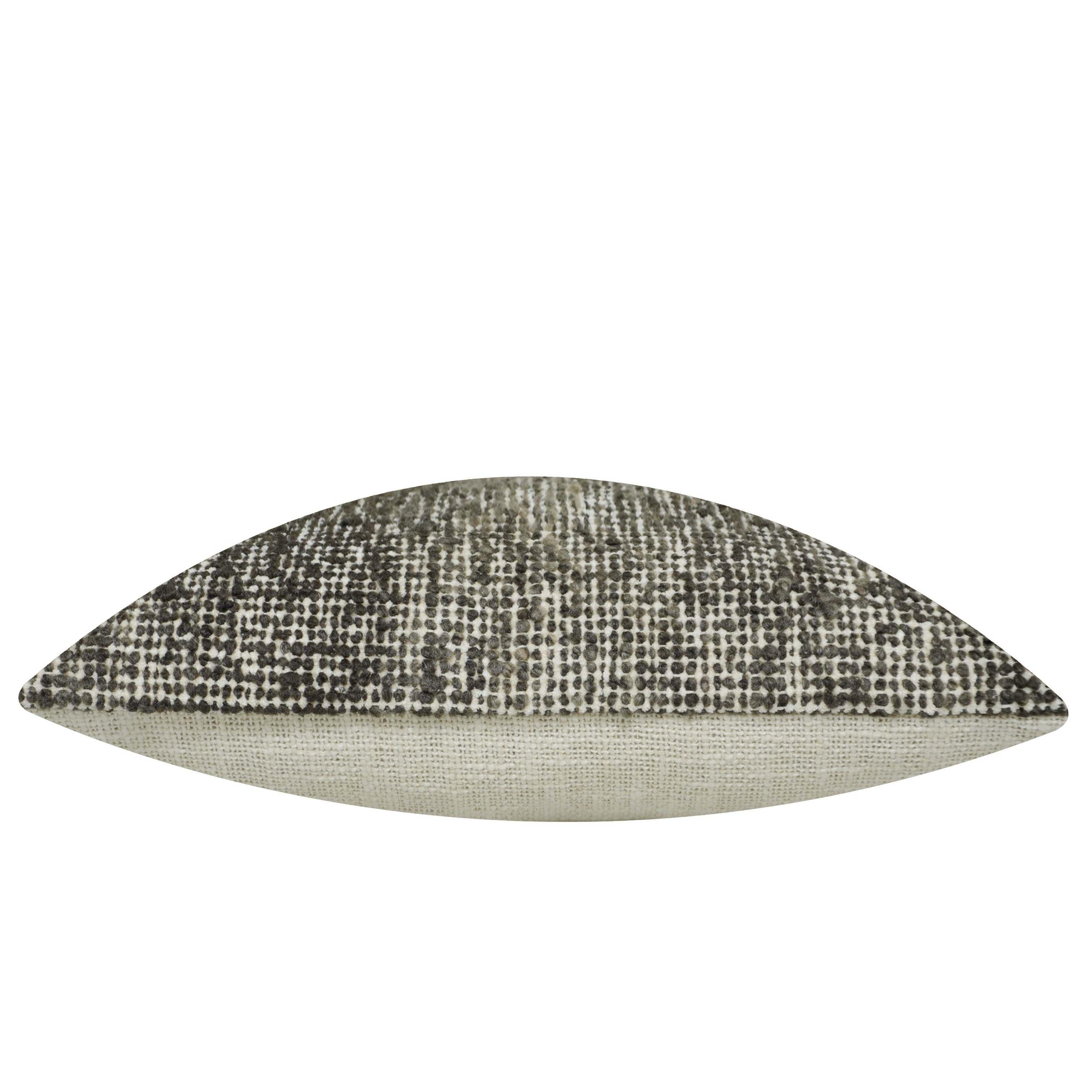 Handwoven Wool Cushion Cover – 45 x 45 cm | Textured Abstract Pattern | Black & Natural Tones