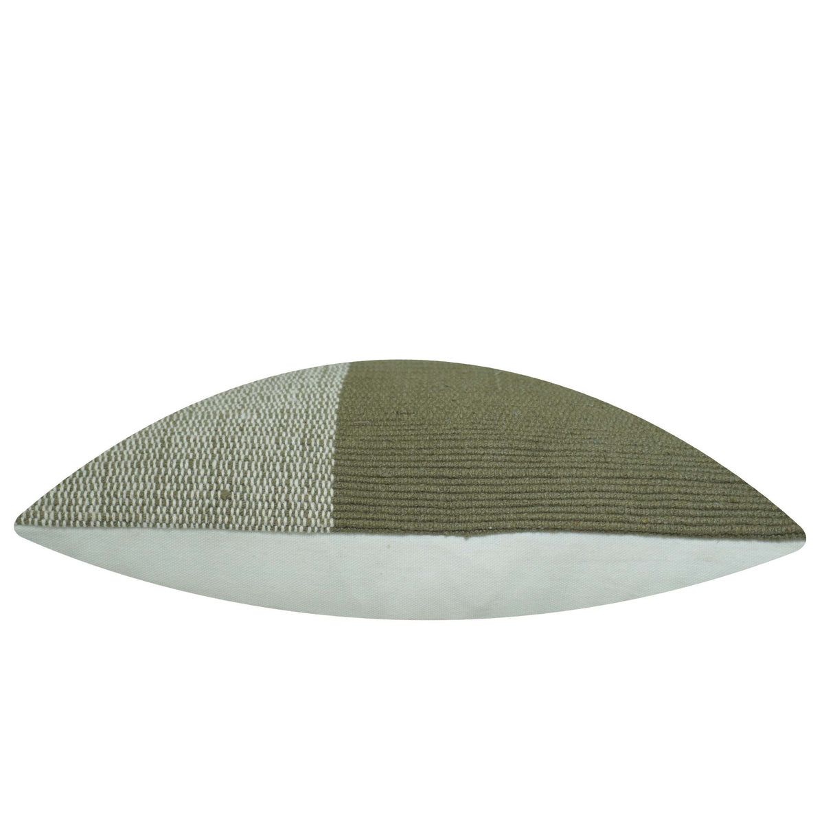 Handwoven Sage Green & Ivory Color Block Cushion Cover – 45 x 45 cm