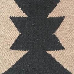 Handwoven Geometric Cotton Cushion Cover – Black & Beige Tribal Pattern | 45x45 cm