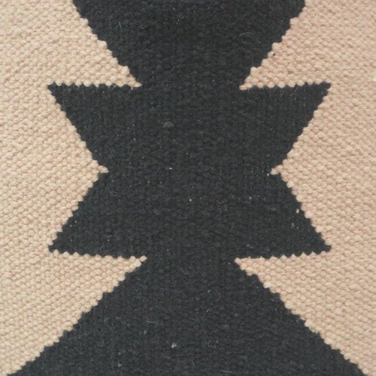 Handwoven Geometric Cotton Cushion Cover – Black & Beige Tribal Pattern | 45x45 cm
