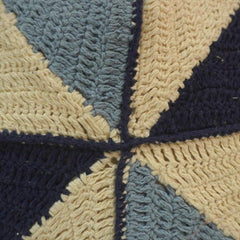 Hand Knitted Geometric Cotton Cushion Cover | Blue & Ivory Pinwheel Design | 45x45 cm