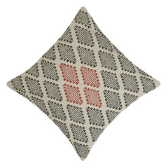 Ivory Black & Rust Geometric Handwoven Cushion Cover 45x45 cm