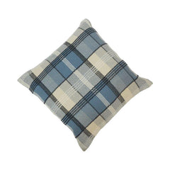 Handmade Blue Plaid Cotton Cushion Cover 45x45 cm | Woven Checkered Throw Pillow Cover | Farmhouse & Modern Décor