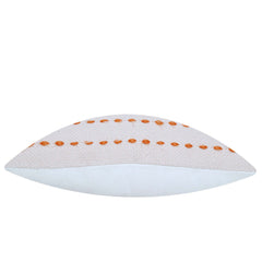 Handwoven White Cushion Cover with Orange Dotted Stripe Design – 45 x 45 cm