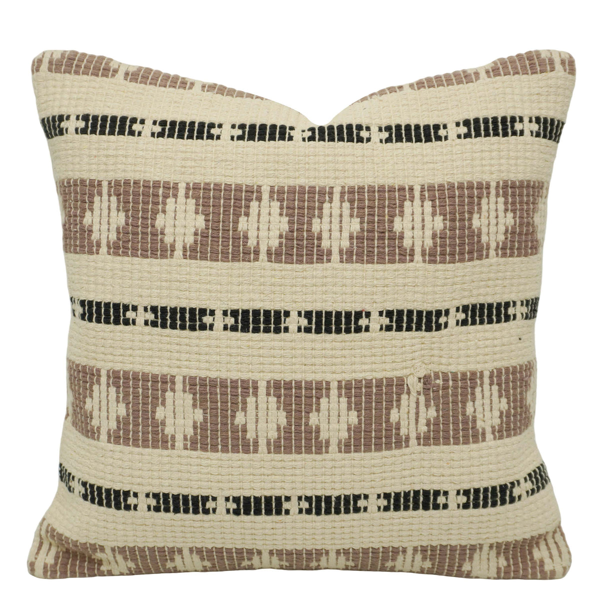 Handwoven Cotton Cushion Cover 45x45 cm | Geometric Tribal Pattern | Textured Woven Decorative Throw Pillow Cover | Hidden Zipper | Boho Living Room Décor