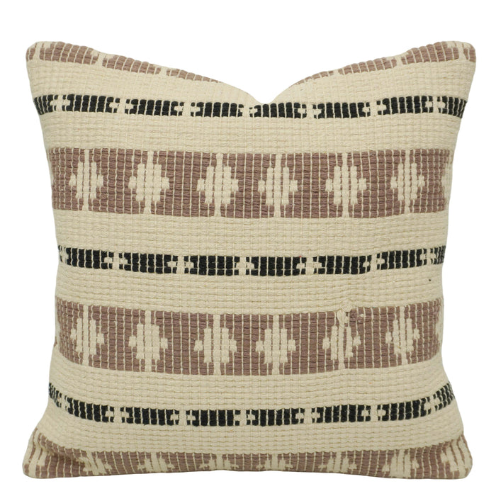 Handwoven Cotton Cushion Cover 45x45 cm | Geometric Tribal Pattern | Textured Woven Decorative Throw Pillow Cover | Hidden Zipper | Boho Living Room Décor