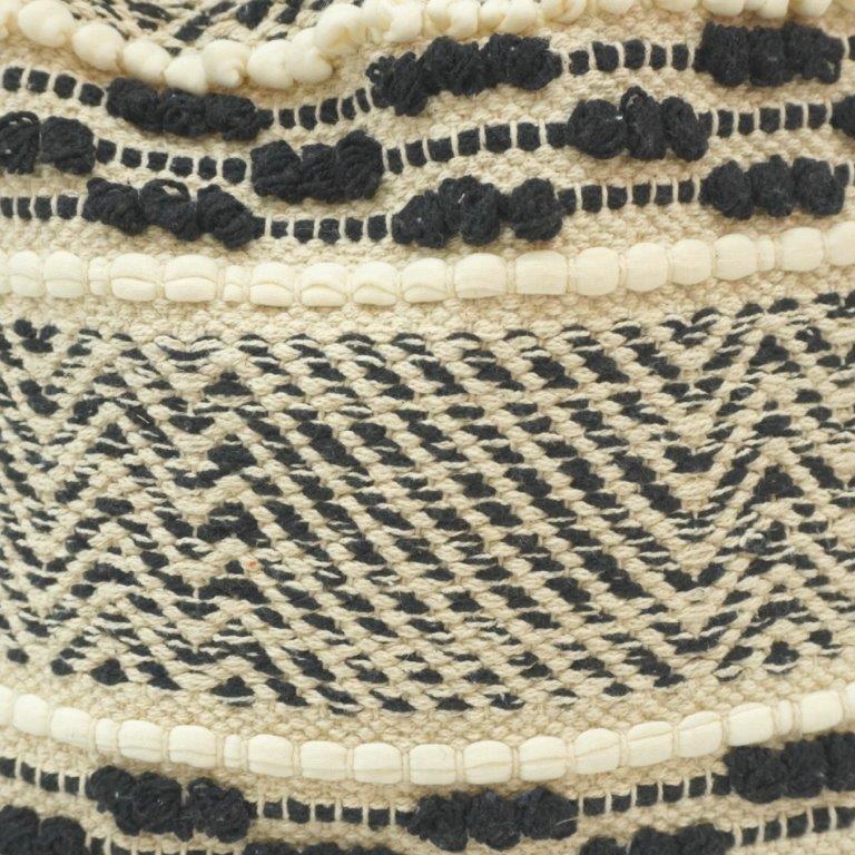 Handmade Black & White Woven Cotton Cushion Cover | Boho Textured Tribal Pillow Cover | 45x45 cm - Bulk manufacturer & supplier from Panipat, India