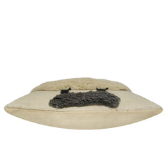 Hand Tufted Wool Bear Face Cushion Cover 45x45 cm | Soft Decorative Throw Pillow Cover | Cream & Black | Hidden Zip