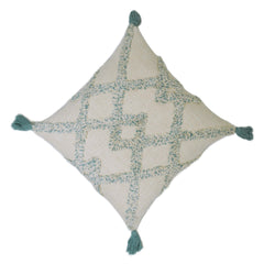 Geometric hand tufted cotton cushion cover with tassel details 45x45 cm