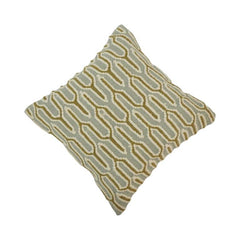 Handmade Geometric Embroidered Cotton Cushion Cover 45x45 cm | Textured Modern Throw Pillow Cover in Sage Green & Beige
