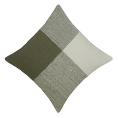 Handwoven Sage Green & Ivory Color Block Cushion Cover – 45 x 45 cm