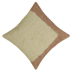 Handcrafted Tufted Cotton Cushion Cover 45x45 cm | Cream & Brown Textured Boho Decorative Throw Pillow Cover | Hidden Zip | 18x18 Inch