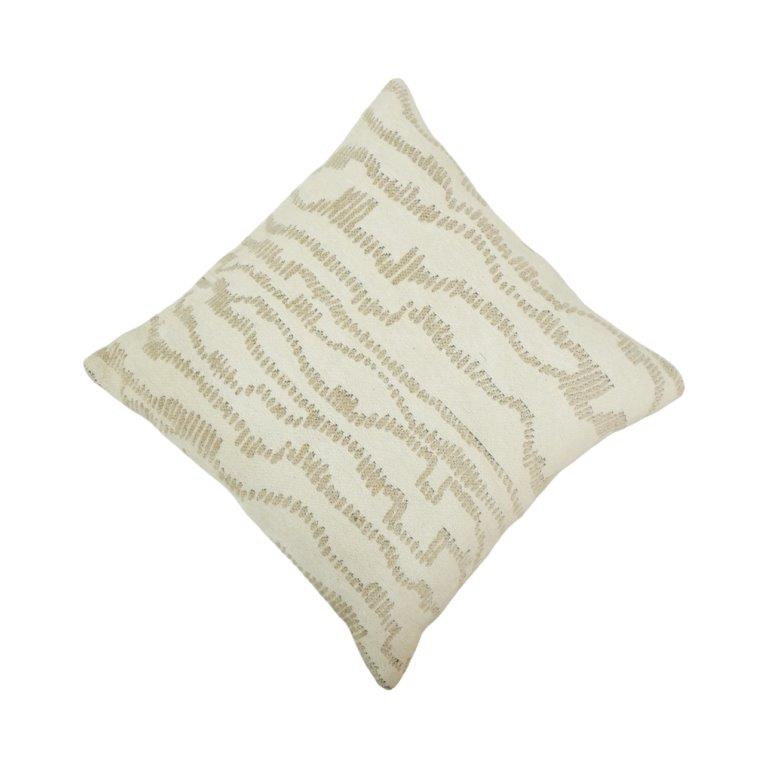 Ivory Beige Jacquard Cushion Cover | Textured Woven Geometric Design | 45x45 cm