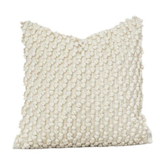 Baumwoll-Chindi-Kissenbezug mit Textur – Handgewebter Boho-Kissenbezug in Wollweiß 45x45 cm
