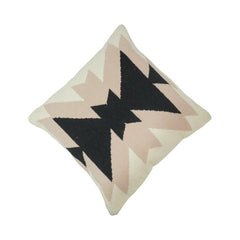 Handwoven Geometric Cotton Cushion Cover – Black & Beige Tribal Pattern | 45x45 cm