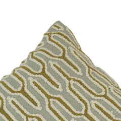Handmade Geometric Embroidered Cotton Cushion Cover 45x45 cm | Textured Modern Throw Pillow Cover in Sage Green & Beige