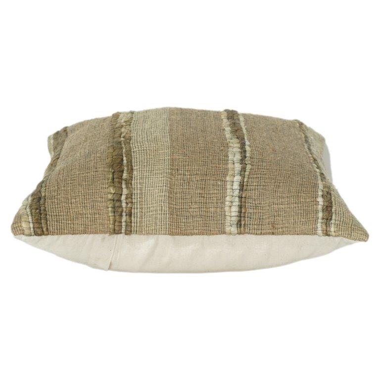 Handmade Jute Cushion Cover 45x45 cm | Natural Textured Striped Design | Rustic Boho Home Décor Pillow