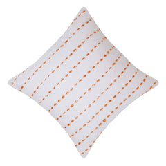 Handwoven White Cushion Cover with Orange Dotted Stripe Design – 45 x 45 cm