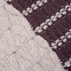 Handwoven Cotton Cushion Cover 45x45 cm | Textured Geometric Weave & Striped Design | Handmade Decorative Throw Pillow Cover | Brown & Ivory