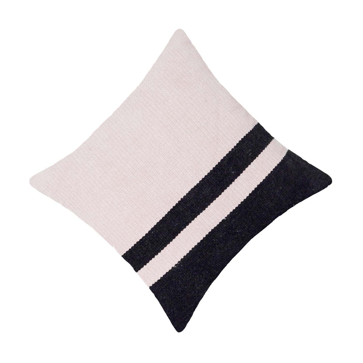 Handmade Cotton Striped Cushion Cover 45x45 cm | Black & Natural Woven Throw Pillow Cover | Modern Minimalist Decorative Cushion Cover | Concealed Zip - Bulk manufacturer & supplier from Panipat, India
