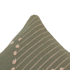 Handmade Sage Green Cotton Cushion Cover with Textured Dot Embroidery | 45x45 cm Decorative Throw Pillow Cover