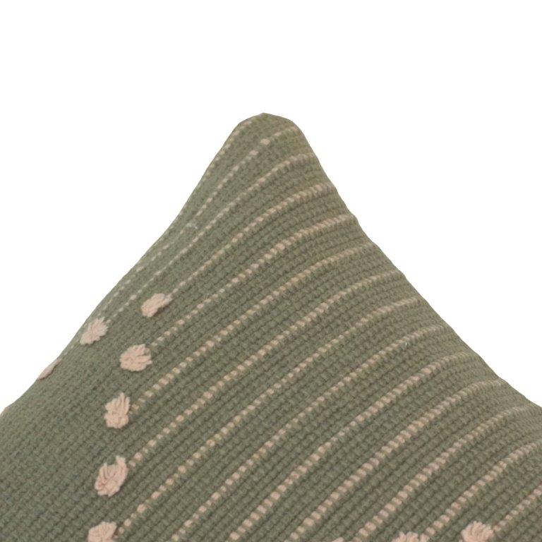 Handmade Sage Green Cotton Cushion Cover with Textured Dot Embroidery | 45x45 cm Decorative Throw Pillow Cover