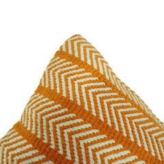 Handmade Cotton Herringbone Cushion Cover 45x45 cm | Mustard & Ivory Woven Decorative Pillow Cover