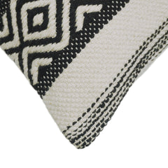 Handgewebter geometrischer Kissenbezug Schwarz & Creme 45x45 cm | Stammesmuster