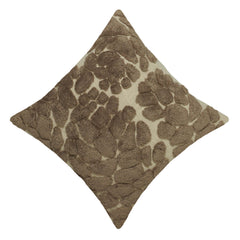 Handmade Tufted Cotton Cushion Cover 45x45 cm | Textured Abstract Floral Throw Pillow Cover | Hidden Zipper | Beige & Brown Decorative Cushion Cover