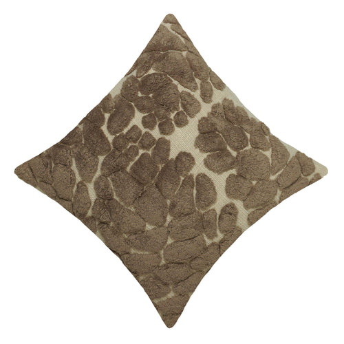 Beige and brown abstract floral tufted cotton cushion cover 45x45 cm