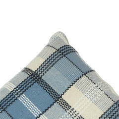 Handmade Blue Plaid Cotton Cushion Cover 45x45 cm | Woven Checkered Throw Pillow Cover | Farmhouse & Modern Décor