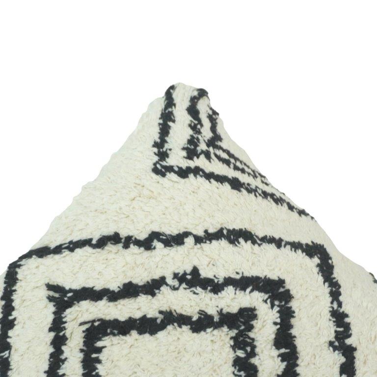 Tufted Geometric Cotton Cushion Cover | Black & White Diamond Pattern | 45x45 cm - Bulk manufacturer & supplier from Panipat, India