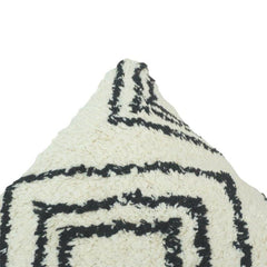 Tufted Geometric Cotton Cushion Cover | Black & White Diamond Pattern | 45x45 cm