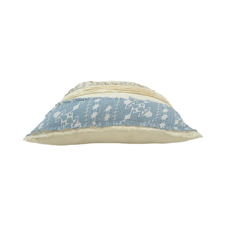 Handcrafted Patchwork Ruffle Cotton Cushion Cover 45x45 cm | Layered Textured Boho Throw Pillow Cover | Concealed Zip
