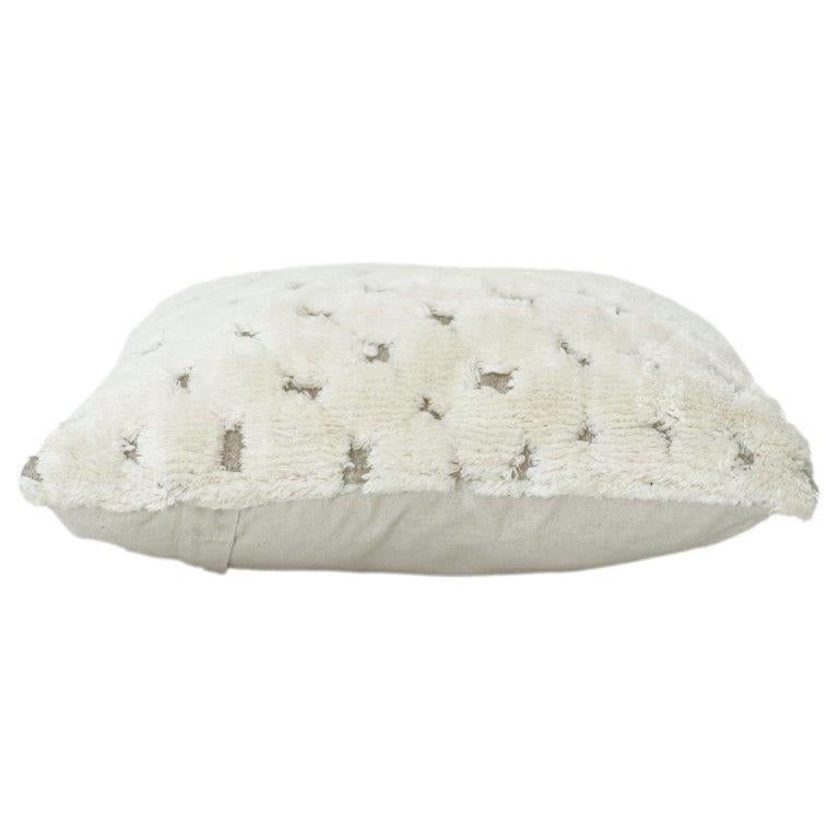 Handcrafted Tufted Cotton Cushion Cover 45x45 cm | Textured Cream Boho Pillow | Soft Decorative Throw Cushion