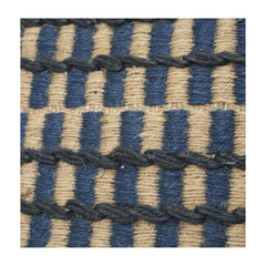 Handgewebter Jute-Kissenbezug – Strukturiertes geometrisches Muster | Dekokissenhülle in Natur und Indigo (45x45 cm)