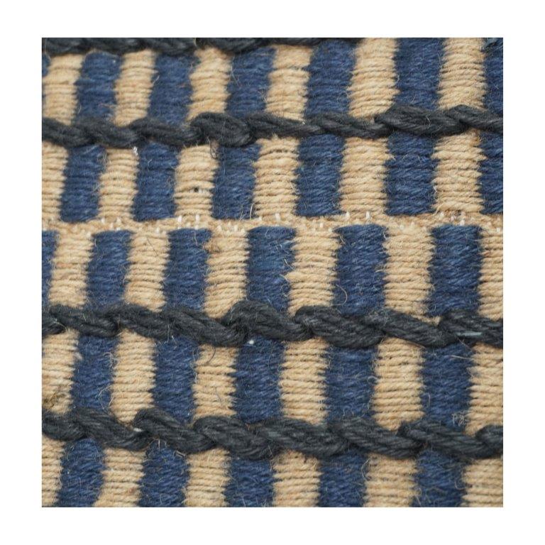 Handwoven Jute Cushion Cover – Textured Geometric Pattern | Natural & Indigo Decorative Pillow Case (18x18 Inch)