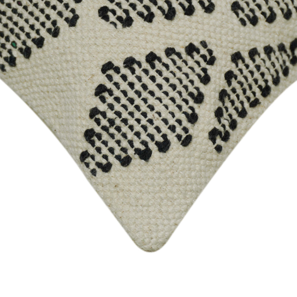 Handwoven Geometric Cushion Cover in Ivory, Black & Rust – 45 x 45 cm