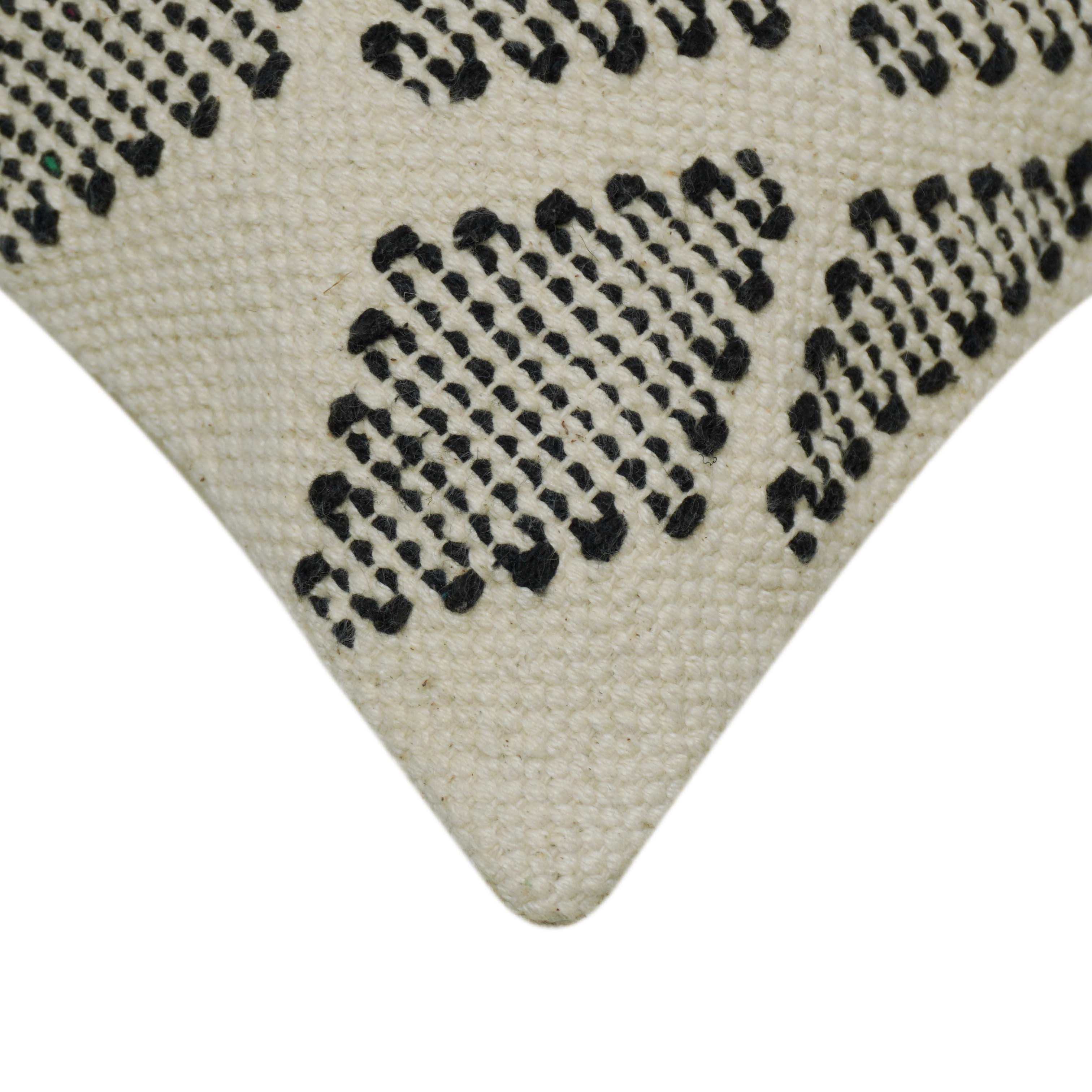 Handwoven Geometric Cushion Cover in Ivory, Black & Rust – 45 x 45 cm