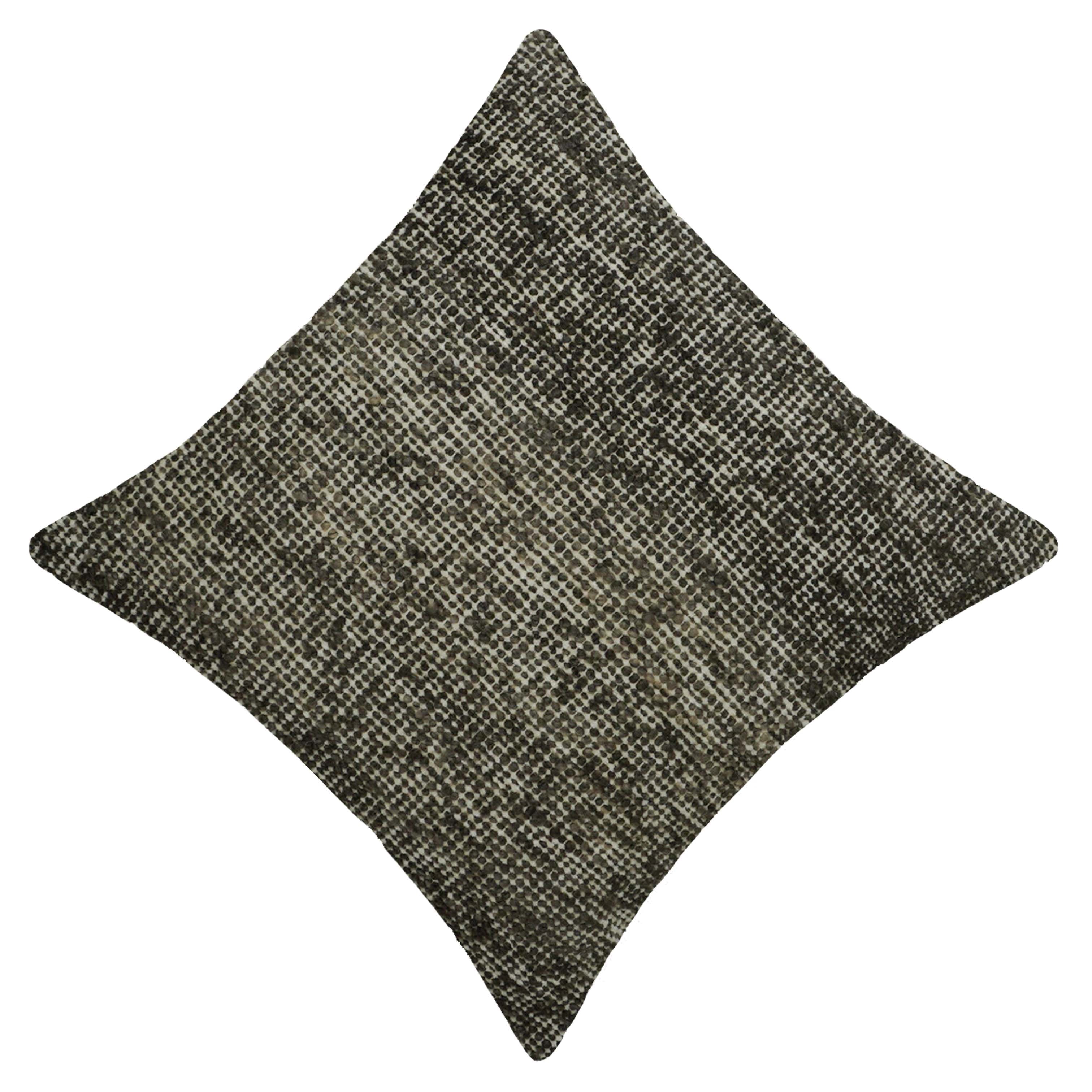 Handwoven Wool Cushion Cover – 45 x 45 cm | Textured Abstract Pattern | Black & Natural Tones