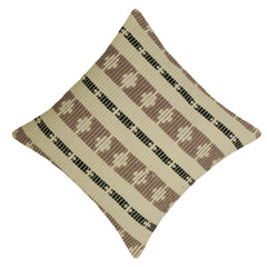 Handwoven Cotton Cushion Cover 45x45 cm | Geometric Tribal Pattern | Textured Woven Decorative Throw Pillow Cover | Hidden Zipper | Boho Living Room Décor