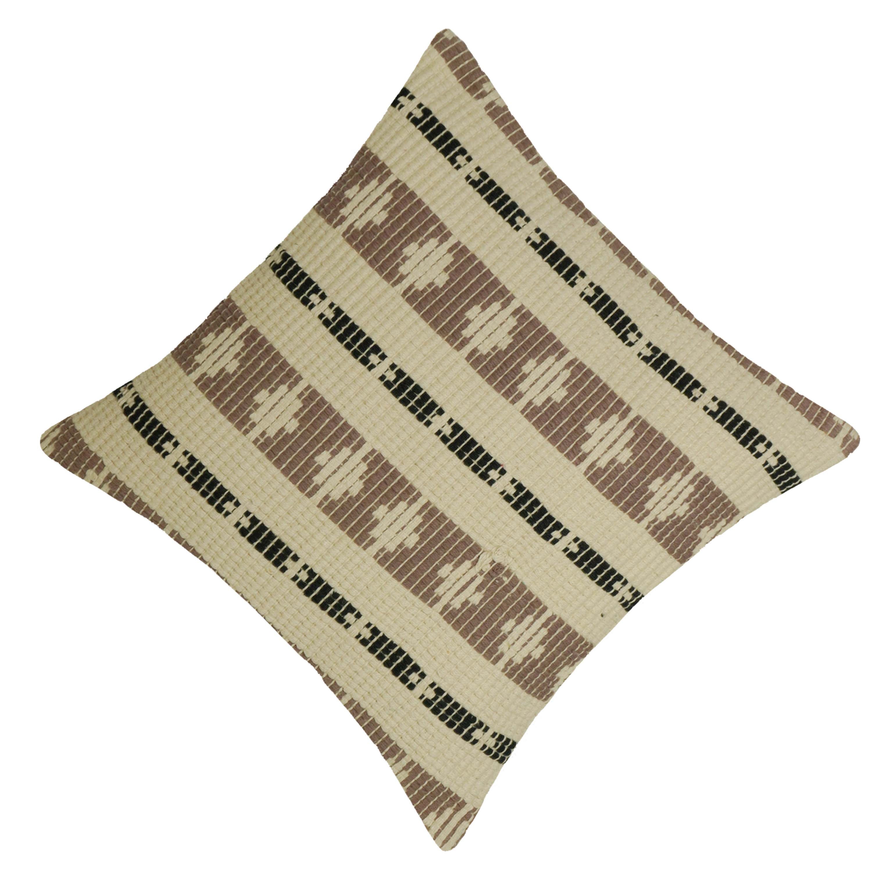 Handwoven Cotton Cushion Cover 45x45 cm | Geometric Tribal Pattern | Textured Woven Decorative Throw Pillow Cover | Hidden Zipper | Boho Living Room Décor